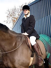 Horse loving MILF Laurita from AllOver30 strips after her ride
