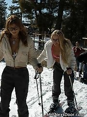 Sexy MILF ski lessons turns into hot booty in the ski lodge